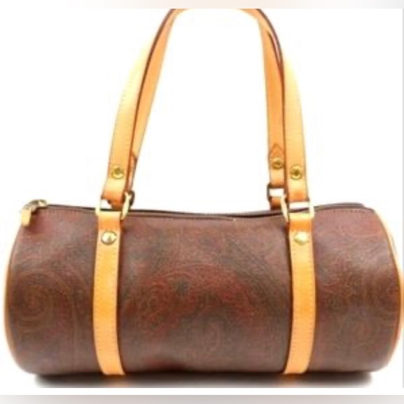 - ETRO - Paisley Canvas PVC & Leather 2-way Papillion Bowling Bag.